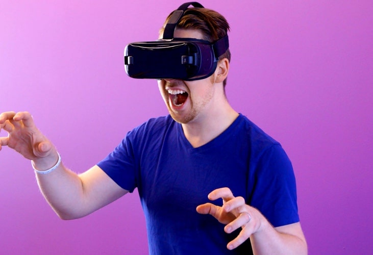 A man wearing a VR